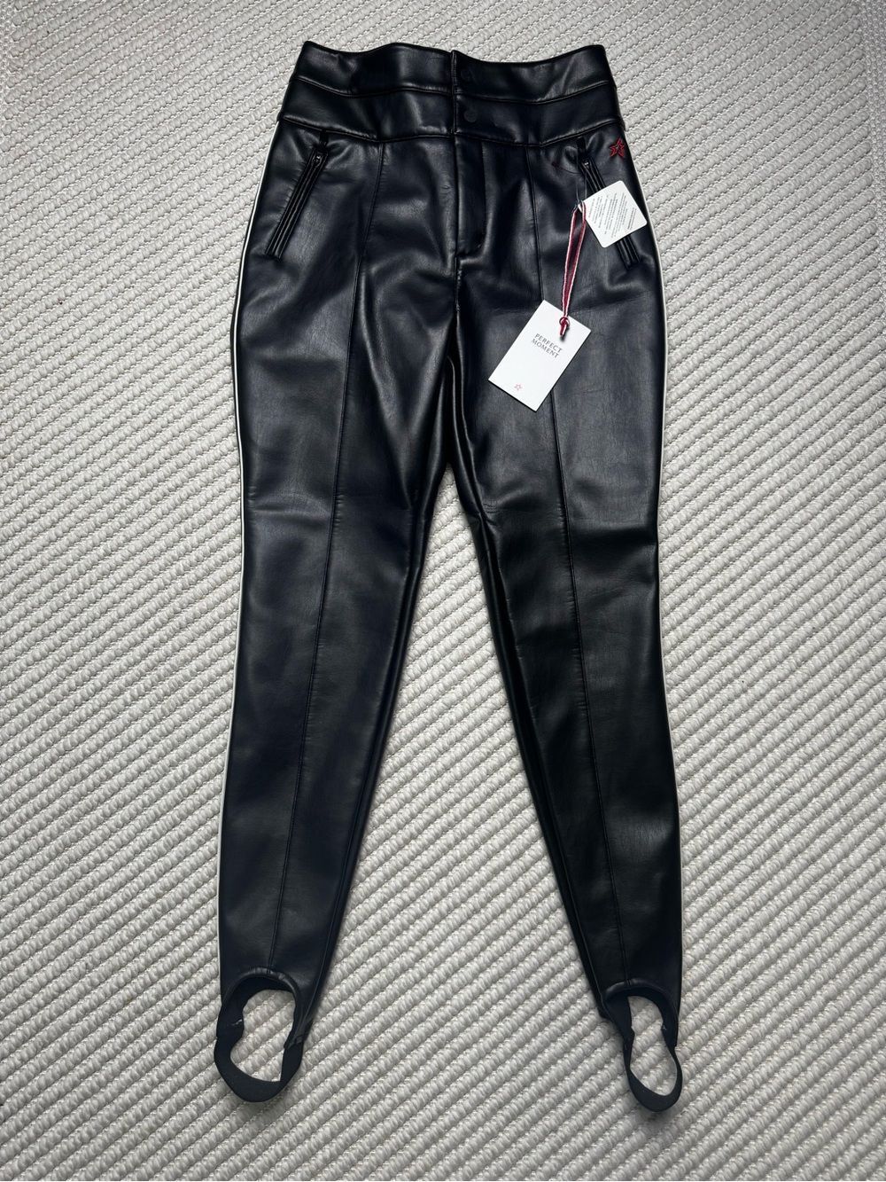 Perfect Moment Aurora Skinny Race Pant with Stirrup Faux Leather Ski Pants Small